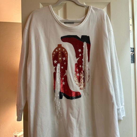 Sequin Cowboy Boot Long-sleeve - Picture 1 of 1